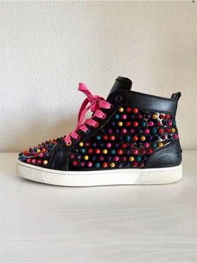 Christian Louboutin Spike High Top Sneakers Black Multicolor Size EU 41.5